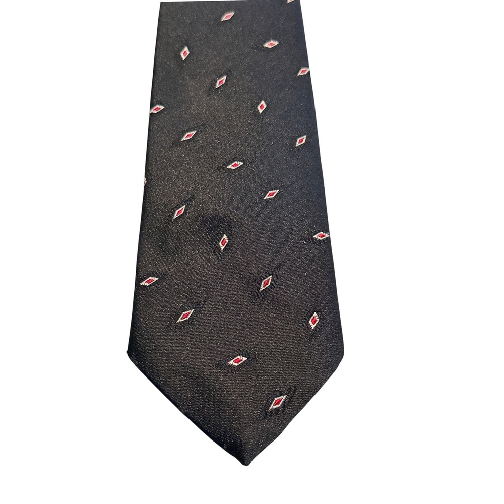 Wembley Necktie Black Red Diamond Leatherback Satins Vintage‎ Style Tie